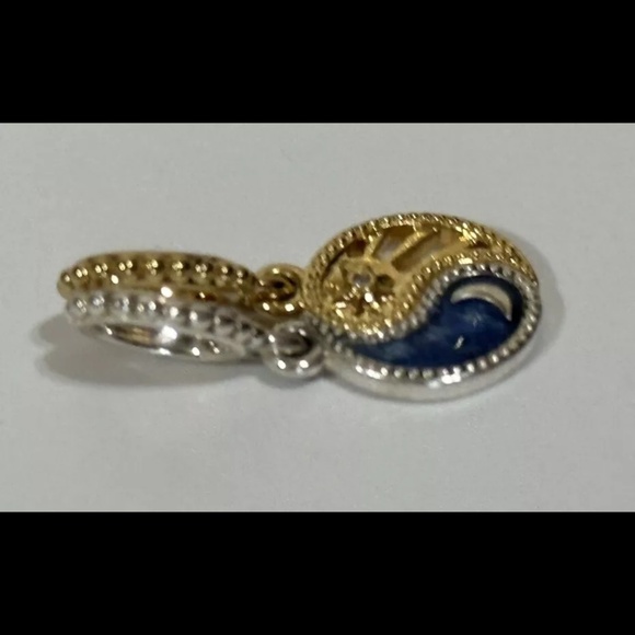 Pandora Two-Tone Splittable Sun & Moon Yin Yang Dangle Charms 14K Gold Blue - Picture 4 of 14